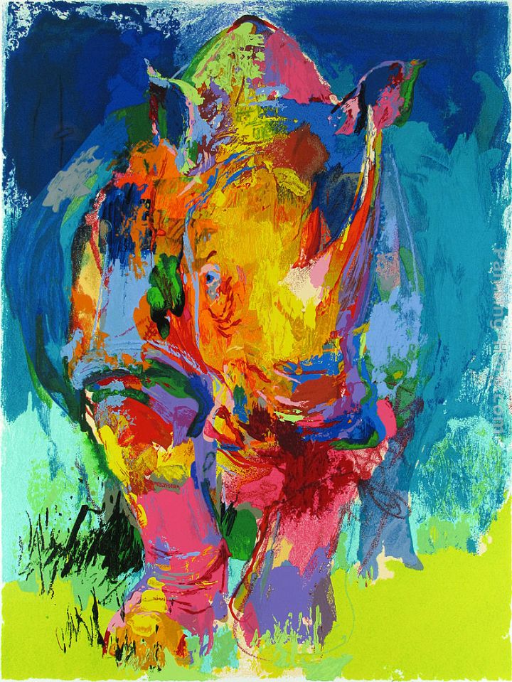 Rhino painting - Leroy Neiman Rhino art painting